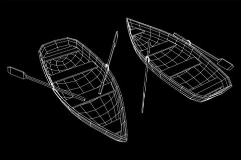 Rowing boat with paddles Stock Illustration