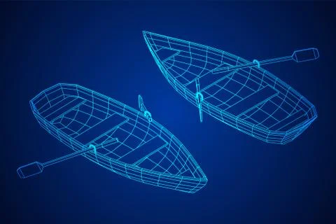 Rowing boat with paddles Stock Illustration