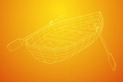 Rowing boat with paddles 스톡 일러스트