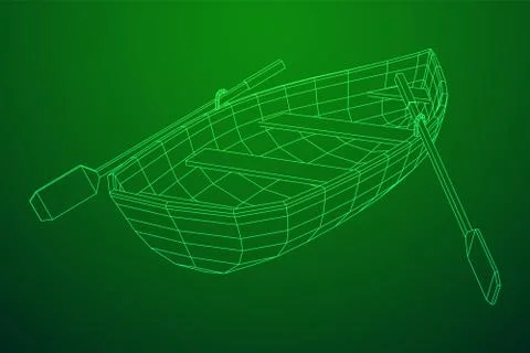 Rowing boat with paddles Stock Illustration