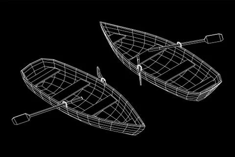 Rowing boat with paddles Stock Illustration