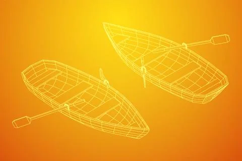 Rowing boat with paddles 스톡 일러스트