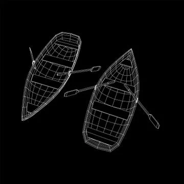 Rowing boat with paddles 스톡 일러스트