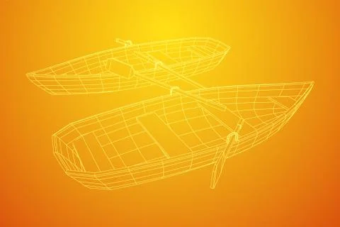 Rowing boat with paddles Stock Illustration