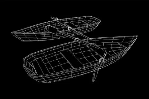 Rowing boat with paddles Stock Illustration