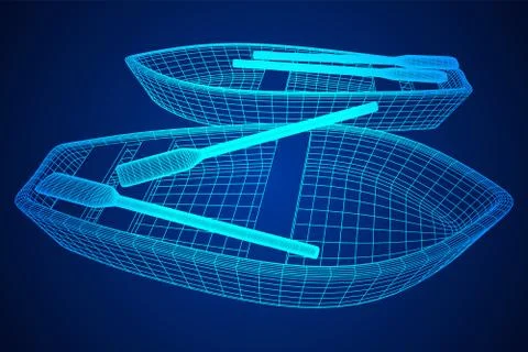 Rowing boat with paddles Stock Illustration