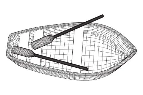 Rowing boat with paddles Stock Illustration