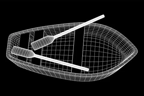 Rowing boat with paddles Stock Illustration