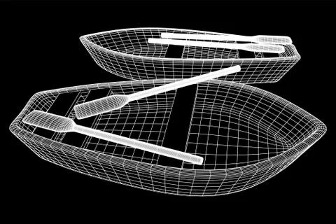 Rowing boat with paddles 스톡 일러스트