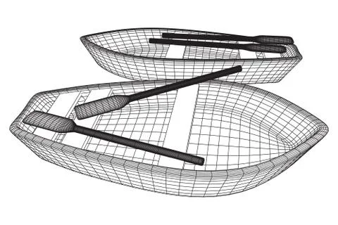 Rowing boat with paddles Stock Illustration