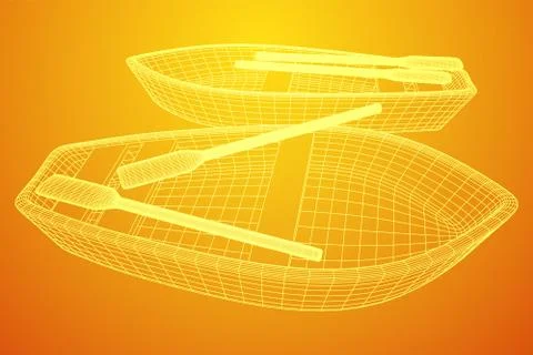 Rowing boat with paddles Stock Illustration