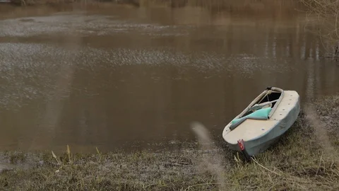 Rowing Boat on the River Bank Stock Footage 127790650