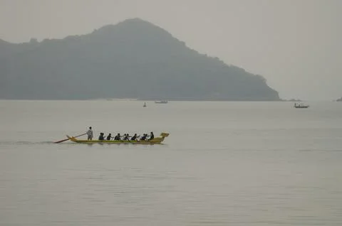 Rowing boat training. Stock Photos