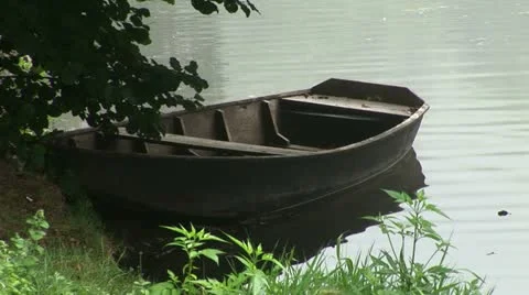 Rowing Boat under tree Stock Footage 11863295