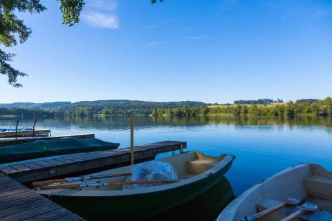 Rowing boats on a lake Stock Photos