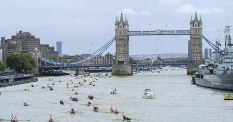 Rowing boats on the river Thames Stock Footage 67421369