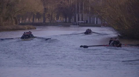 Rowing Boats on River Thames Slow Motion Stock Footage 47587679