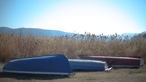 Rowing Boats upside down Stock Footage 103072489