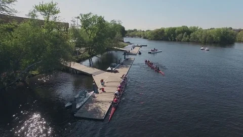 Rowing in the Charles River, Boston, MA Stock Footage