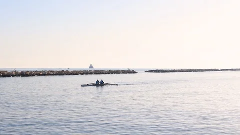 Rowing in the city Stock Footage 106698151
