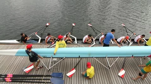 Rowing Competition Prepare Stock Footage 10894022