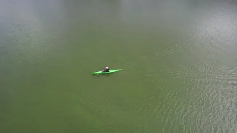 Rowing competition team training at Lake Sermo Kulon Progo Stock Footage 214584727