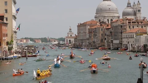Rowing competition in Venice, Italy. Video stock 79065357