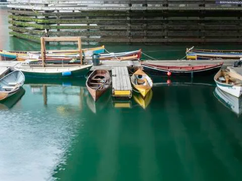 Rowing craft Boston harbor Foto stock