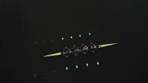 Rowing Crew in a Black Lagoon in Gent, Belgium Stock Footage 279379627