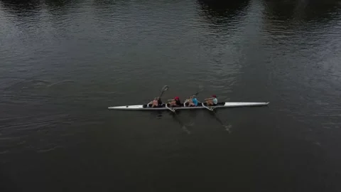 Rowing Crew on the River in Gent, Belgium Stock Footage 279379780