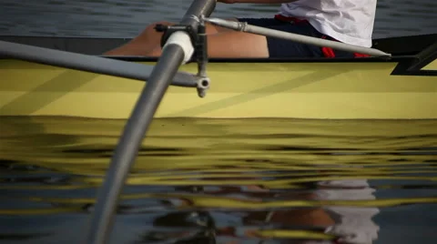 Rowing. Detail of the boat with reflection in water. Stock Footage 45286394