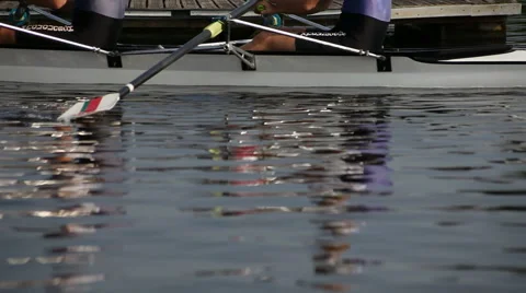 Rowing. Detail of the boat with reflection in water. Video stock 45286398
