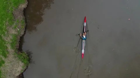 Rowing Down Lake Stock Footage 244977302