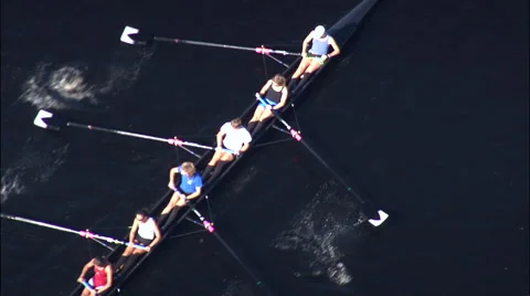Rowing Eights On Charles River Stock Footage 65422776