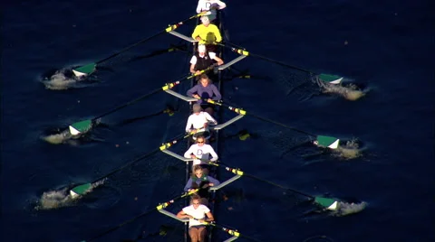 Rowing Eights On Connecticut River Stock Footage 65424448