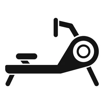 Rowing exercise machine icon representing gym equipment for working out Stock Illustration