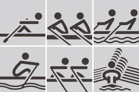 Rowing icons Stock Illustration