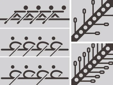 Rowing icons Stock Illustration