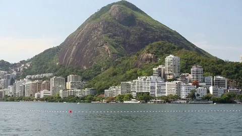 Rowing in lagoon in Rio 2016 Stock-Footage 71251013