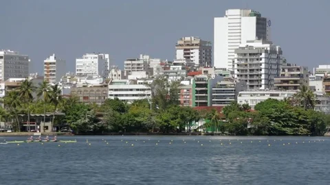 Rowing in lagoon in Rio 2016 Stock-Footage 71254318
