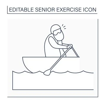 Rowing line icon Stock Illustration