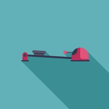 Rowing machine casting long shadow over turquoise background Stock Illustration
