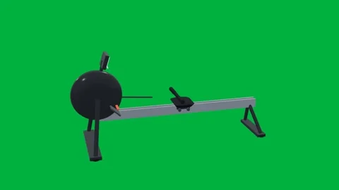 Rowing machine fitness 3d loop green screen Stock Footage 342913700