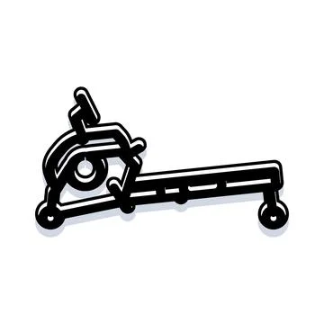 Rowing machine outline icon exercising for fitness and health Stock Illustration