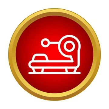 Rowing machine outline icon on red button Stock Illustration