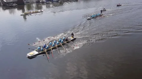 Rowing race aerial Stock Footage 47326341