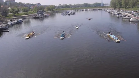 Rowing race aerial Video stock 47326537