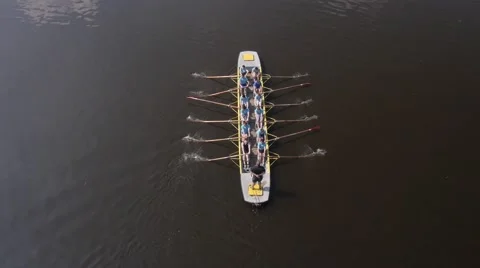 Rowing race aerial Stock Footage 47326695