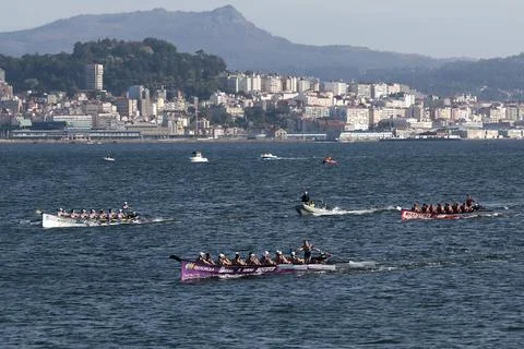 Rowing race on the ocean Foto stock