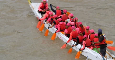 Rowing race on the Thames in London Stock Footage 67851653